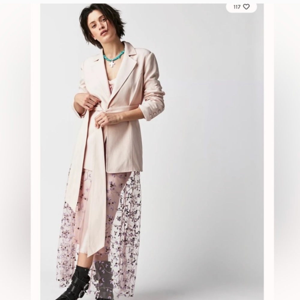 Free People Aureta Mariah Blazer Tie Back Bows Slim Fitted Cutouts Back Jacket - Picture 1 of 2